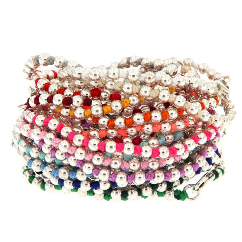 BRACCIALE A NODI ARGENTO E PALLINE